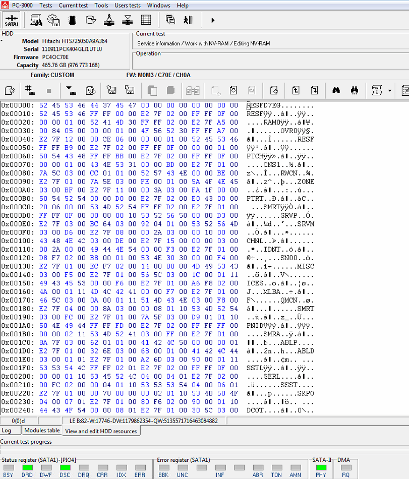 如果没有NVRC模块，如何在Hitachi-IBM硬盘的SA区中找到原始的NV-RAM文件