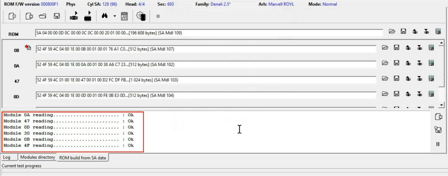 PC-3000 for HDD WD Marvell硬盘系列从SA重建ROM镜像数据与内部ROM数据