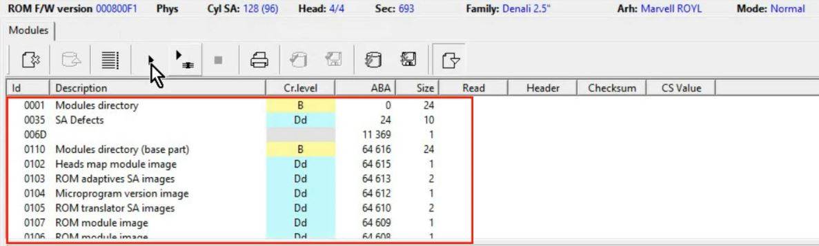 PC-3000 for HDD WD Marvell硬盘系列从SA重建ROM镜像数据与内部ROM数据