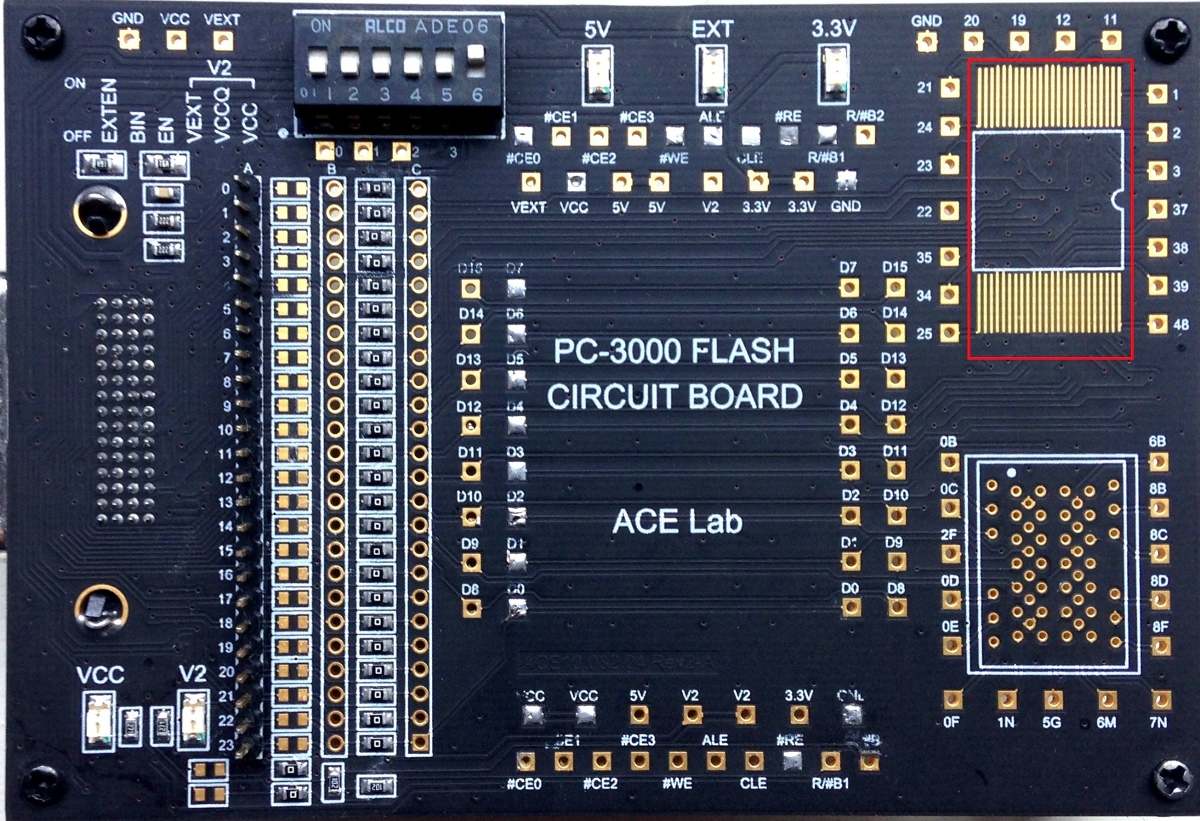 PC-3000 Flash电路板适配器和TSOP-48内存芯片