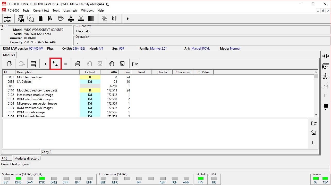 PC-3000 for HDD WD Marvell硬盘具体的诊断