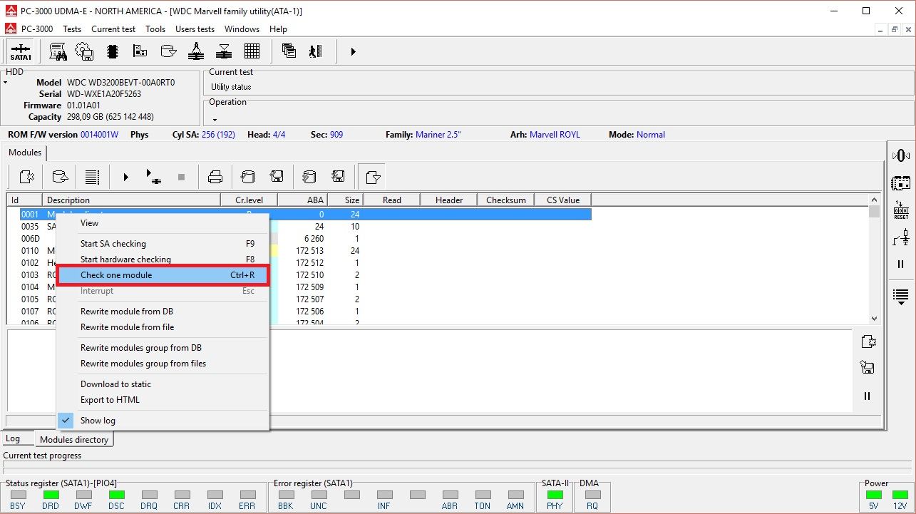 PC-3000 for HDD WD Marvell硬盘具体的诊断