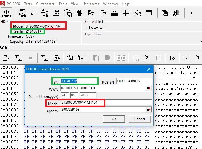 如何使用PC-3000 HDD对希捷硬盘 Seagate F3进行型号名称和SN号更改