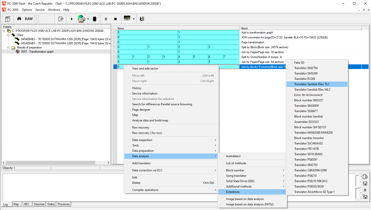 PC-3000 FLASH闪迪 200GB mSD 恢复