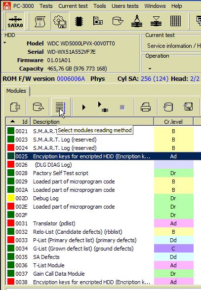 PC3000 for HDD 西部数据硬盘服务区31模块 (translator) 损坏的数据恢复