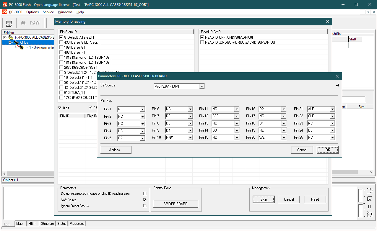 PC-3000 Flash如何使用COB（板载芯片）存储芯片从NAND闪存驱动器中恢复数据PC3000 Flash