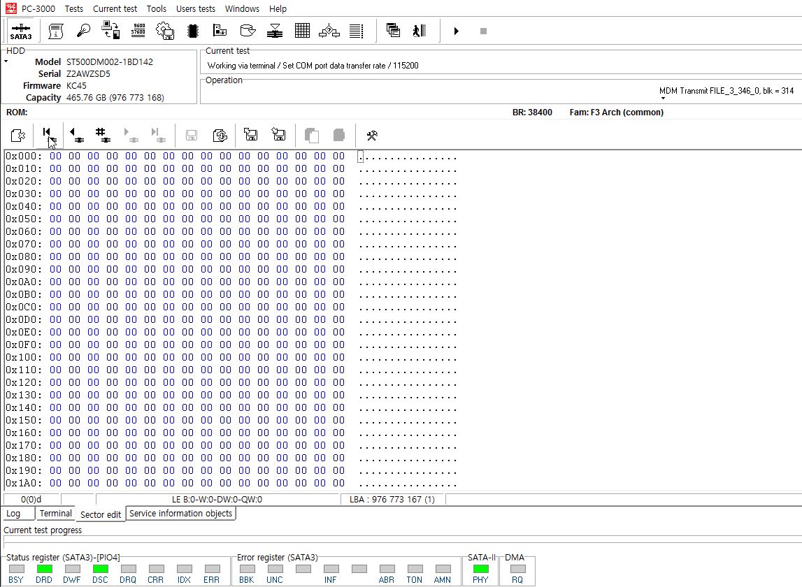 PC3000 for HDD Seagate F3修复希捷硬盘”MCMTFileHandler: EXCEPTION: Failed MCMT read request”错误并数据恢复