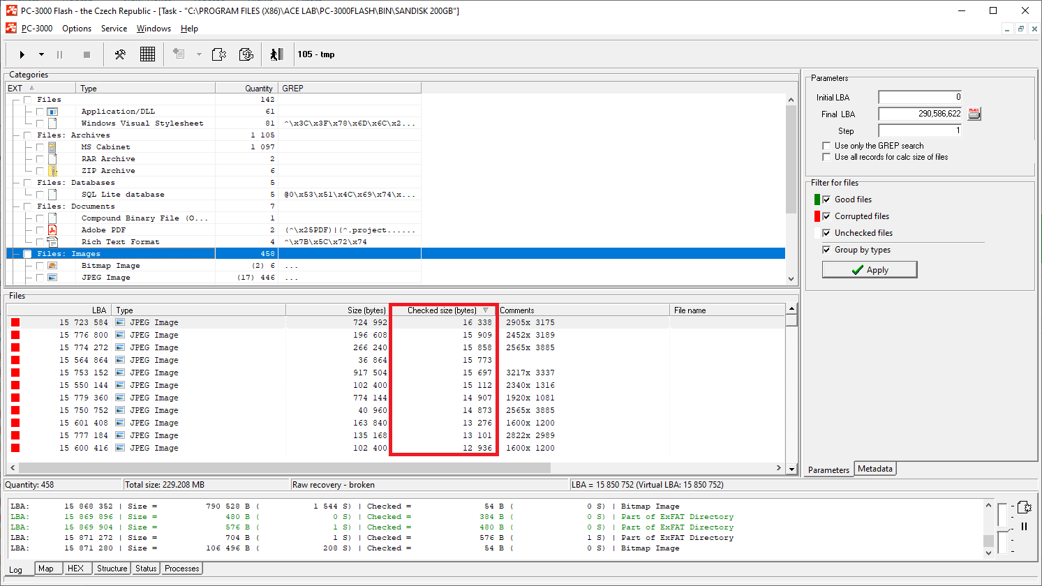 PC-3000 FLASH闪迪 200GB mSD 恢复