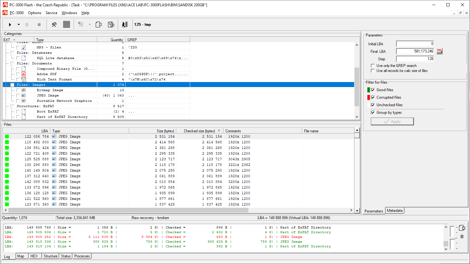 PC-3000 FLASH闪迪 200GB mSD 恢复