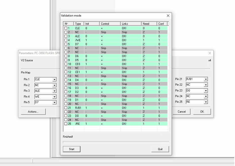 PC-3000 Flash蜘蛛板适配器单片总线线路的自动引脚序列检测