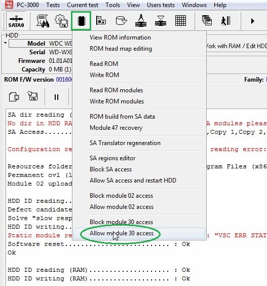 PC-3000 for HDD西部数据硬盘Western Digital 如何解决RAM中的SED问题