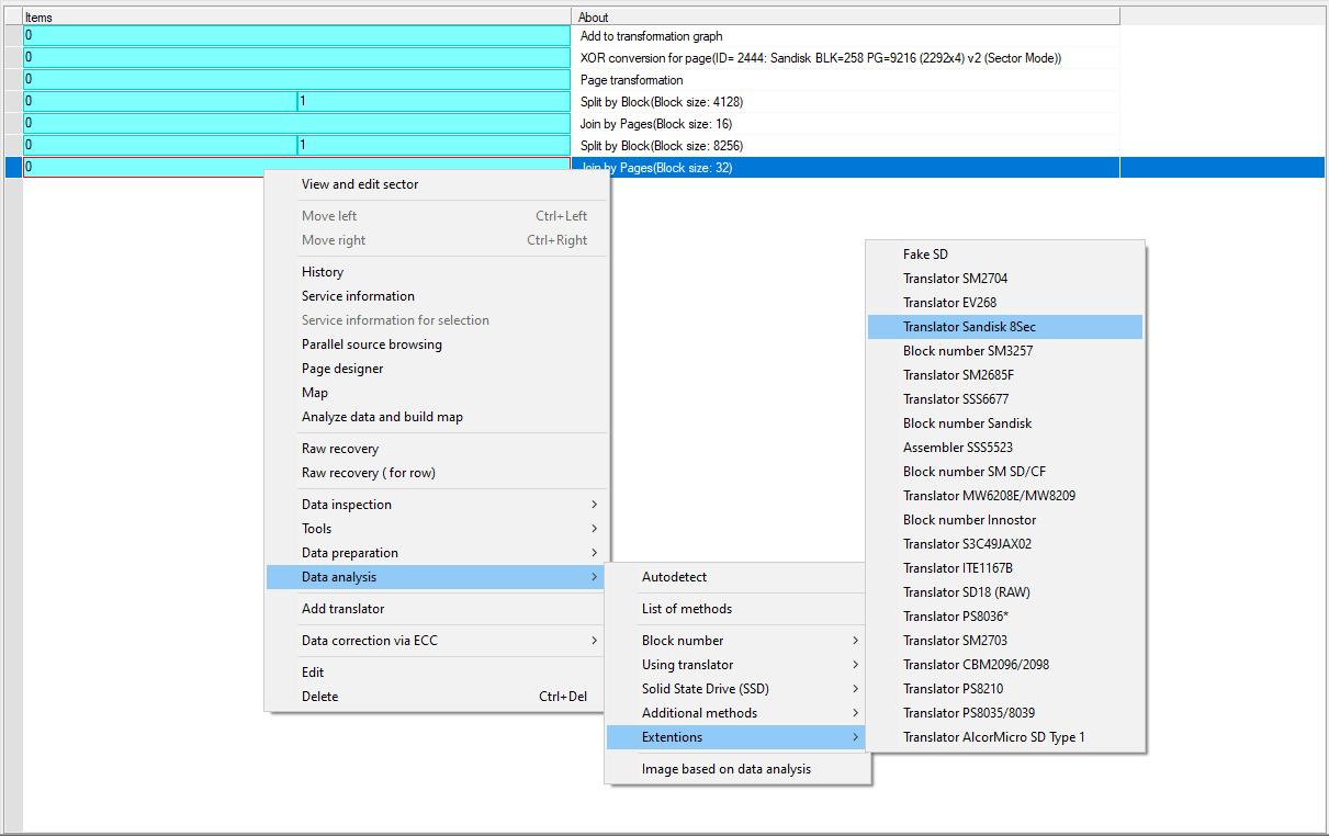 PC-3000 Flash对SanDisk 4K（8秒）的存储卡的转换器算法