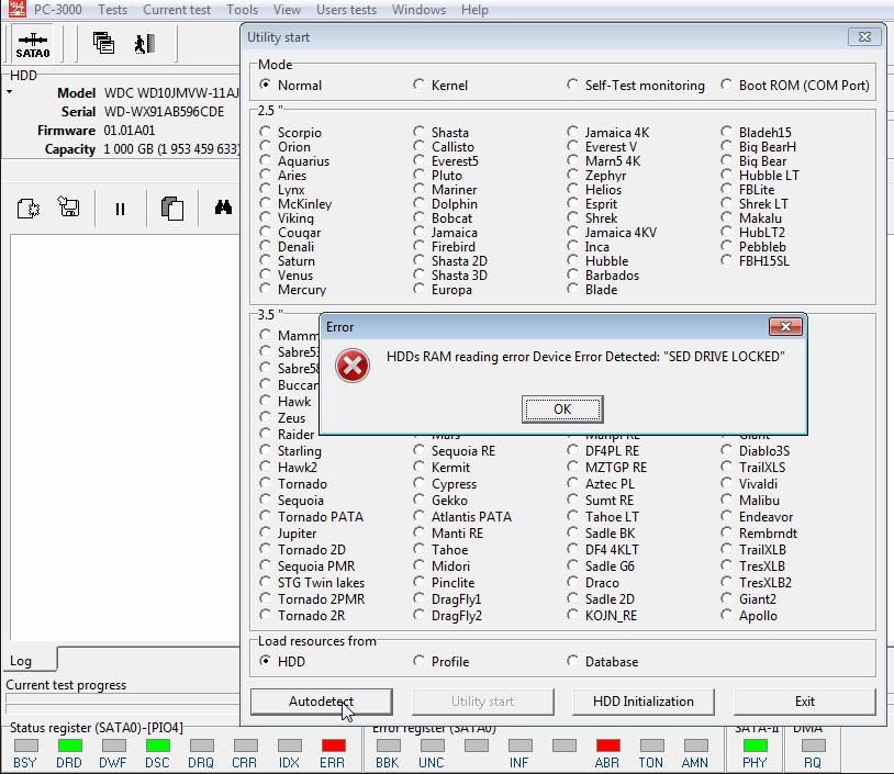 PC-3000 for HDD西部数据硬盘Western Digital 如何解决RAM中的SED问题