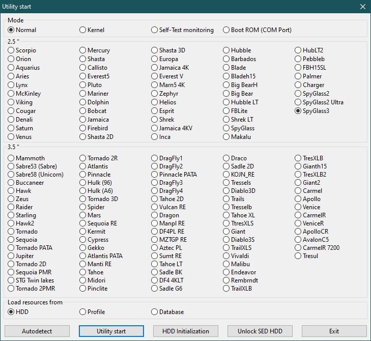 PC3000 HDD支持的硬盘系列列表(7.3.x)