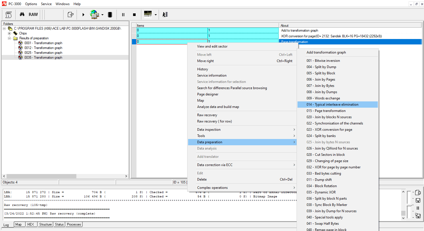 PC-3000 FLASH闪迪 200GB mSD 恢复